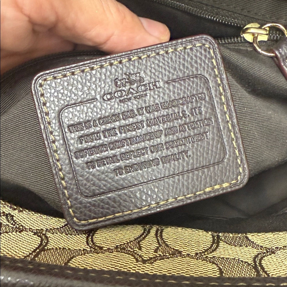 Coach Tan and Brown Signature Tote - Picture 9 of 12